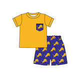 MOQ 5 pcs  short sleeves top lion shorts boys team clothes