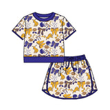 MOQ 5 pcs lion bow football girls team active skirt set