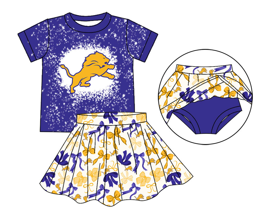 MOQ 5 pcs lion bleached top skorts kids girls team outfits