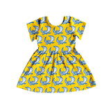 MOQ 5 short sleeves yellow owl kids girls team dresses