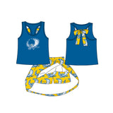 MOQ 5 pcs sleeveless owl bow top skorts kids girls team outfits