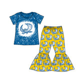 MOQ 5 owl bleached top bell bottom pants girls team outfits