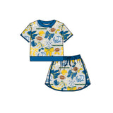 MOQ 5 pcs owl bow football girls team active skirt set