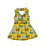 MOQ 5 pcs sleeveless owl football bow girls team athletic dress