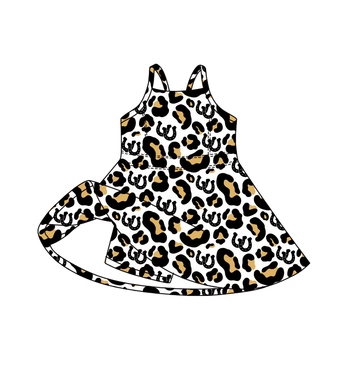 MOQ 5 pcs sleeveless straps leopard girls team athletic dress