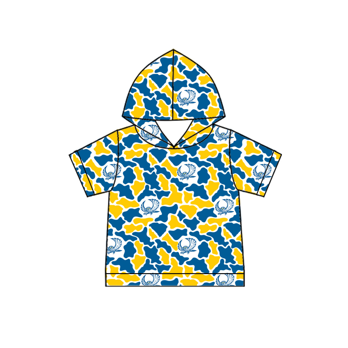 MOQ 5 pcs owl camo short sleeves boys team hoodie