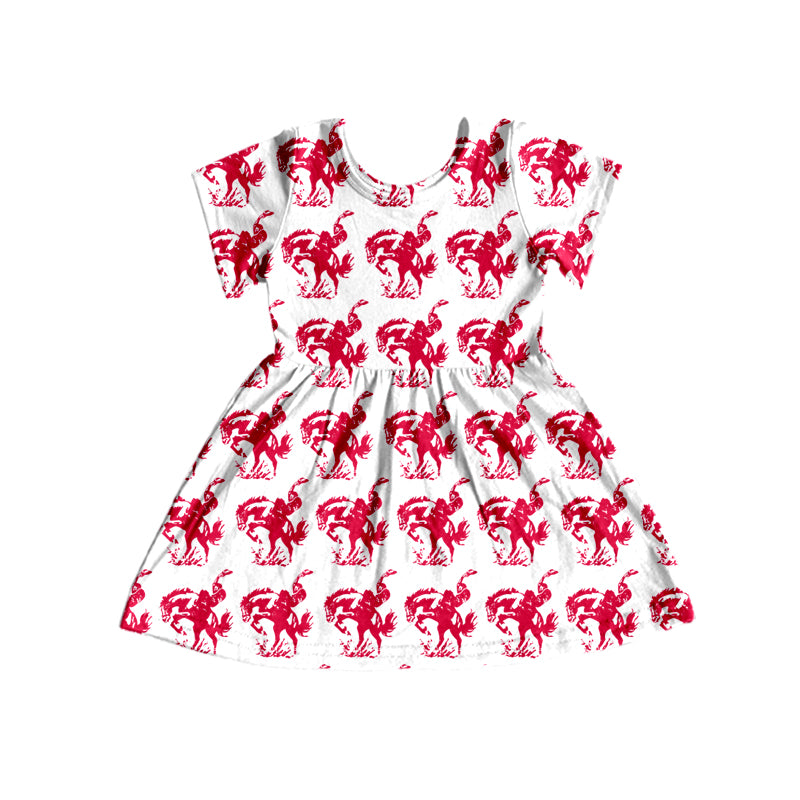 MOQ 5 short sleeves red kids girls team dresses