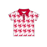 MOQ 5 pcs short sleeves red kids boys team polo shirt