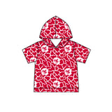 MOQ 5 pcs red camo short sleeves boys team hoodie