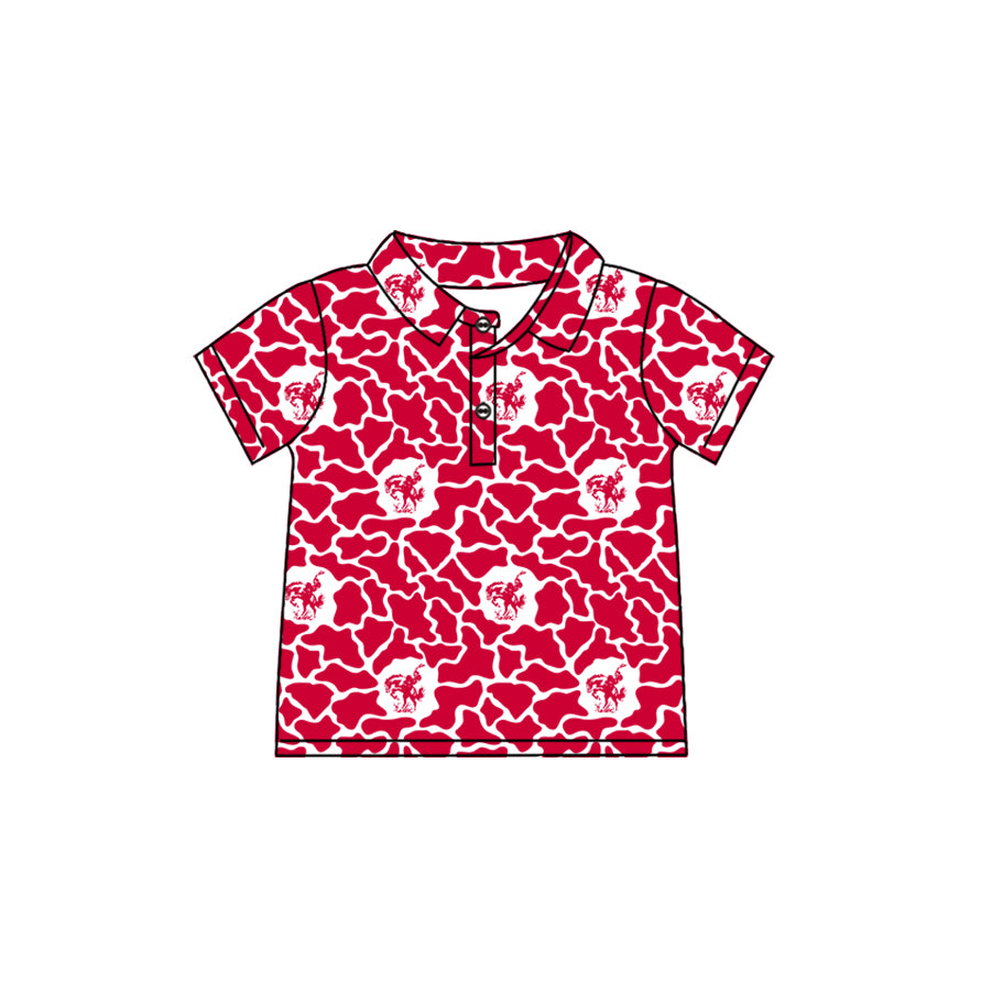 MOQ 5 pcs short sleeves red camo kids boys team polo shirt