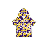MOQ 5 pcs purple yellow camo short sleeves boys team hoodie