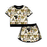 MOQ 5 pcs A bow football girls team active skirt set