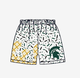 MOQ 5 pcs white green ice cream boys summer team shorts
