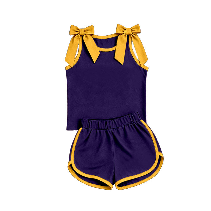 custom MOQ 5 pcs Purple solid print girl team outfits