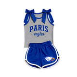 custom MOQ 5 pcs Grey PARIS eagles print girl team outfits