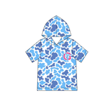 MOQ 5 pcs light blue Y G camo short sleeves boys team hoodie