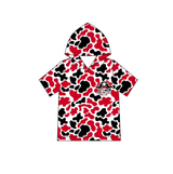 MOQ 5 pcs red camo short sleeves boys team hoodie