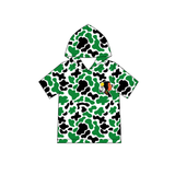 MOQ 5 pcs green black camo short sleeves boys team hoodie