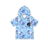 MOQ 5 pcs light blue camo short sleeves boys team hoodie