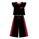 MOQ 5 flutter sleeves hogs polka dots girls team outfits