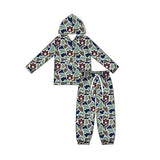 MOQ 5 pcs A U navy camo hoodie pants kids boys team outfits