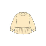 MOQ 5 pcs yellow long sleeves kids girls cotton peplum top