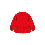 MOQ 5 pcs red long sleeves kids girls cotton peplum top