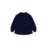 MOQ 5 pcs navy long sleeves kids girls cotton peplum top