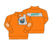 MOQ 5 pcs Long sleeves orange baseball kids team pullover
