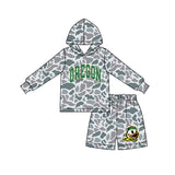 MOQ 5 pcs grey camo hoodie duck shorts boys team outfits