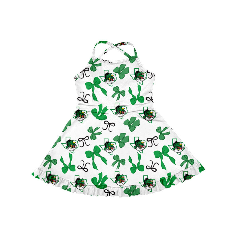 MOQ 5 pcs straps dragon bow girls team athletic dress