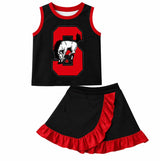 MOQ 5 sets sleeveless black top skirt girls team cheer active set