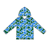 MOQ 5 pcs blue green camo long sleeves boys hoodie