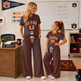 MOQ 8 short sleeves A U navy stripe mommy and me team outfits