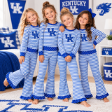 MOQ 8 Long sleeves U K blue stripe girls team outfits