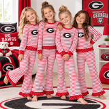 MOQ 8 Long sleeves G red stripe girls team outfits