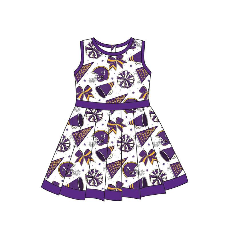 MOQ 5 pcs purple touchdown cheer girls team athletic dress