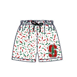 MOQ 3 pcs S green red ice cream sprinkle boys team shorts