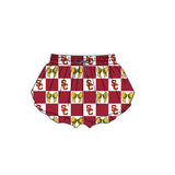 MOQ 5 pcs maroon Plaid yellow bow SC kids girls team active summer shorts