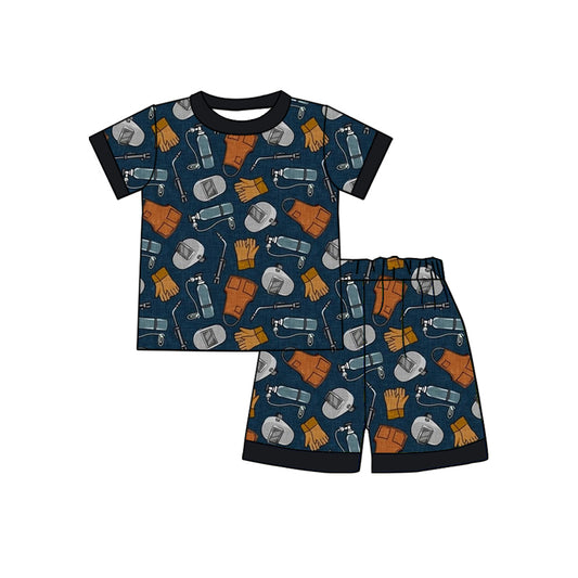 MOQ 3 pcs welder tool short sleeves kids boys pajamas