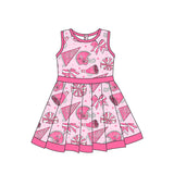 MOQ 5 pcs pink touchdown cheer girls team athletic dress