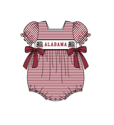 MOQ 5 pcs wine red stripe elephant short sleeves baby girls team romper