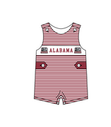 MOQ 5 pcs maroon stripe sleeveless elephant baby boys team romper