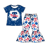 MOQ 3 pcs Bleached P top bow pants kids girls team clothes