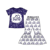 MOQ 5 frog bleached top bell bottom pants girls team outfits