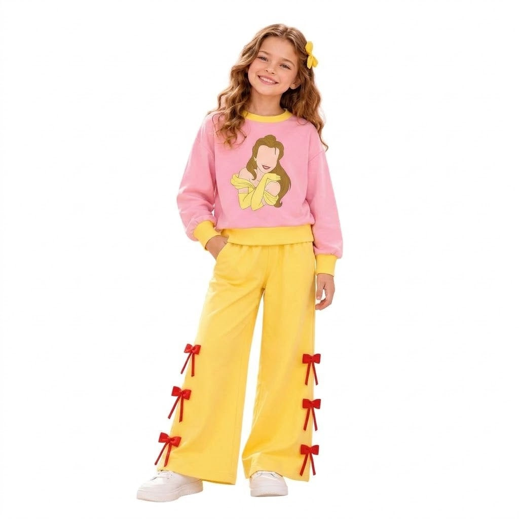 MOQ 5 Long sleeves princess top bow pants girls outfits