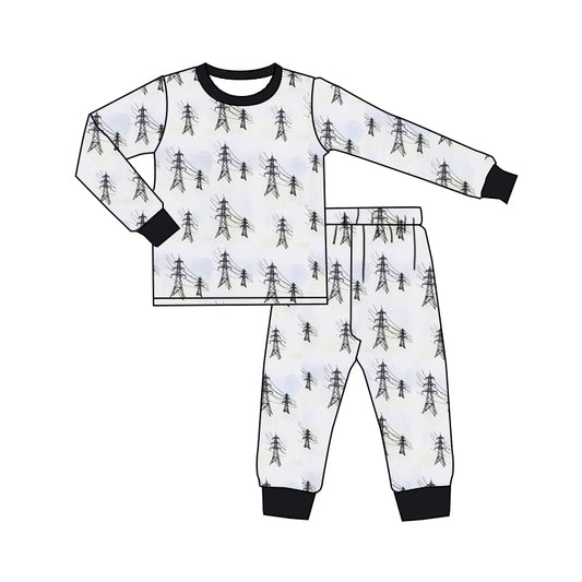 MOQ 3 Long sleeves lineman kids boys pajamas