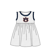 MOQ 5 pcs dark blue ruffle sleeveless white polka dots AU girls team dresses