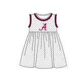 MOQ 5 pcs rose ruffle sleeveless white polka dots A girls team dresses