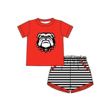 MOQ 5 pcs red dog G top stripe shorts boys team outfits
